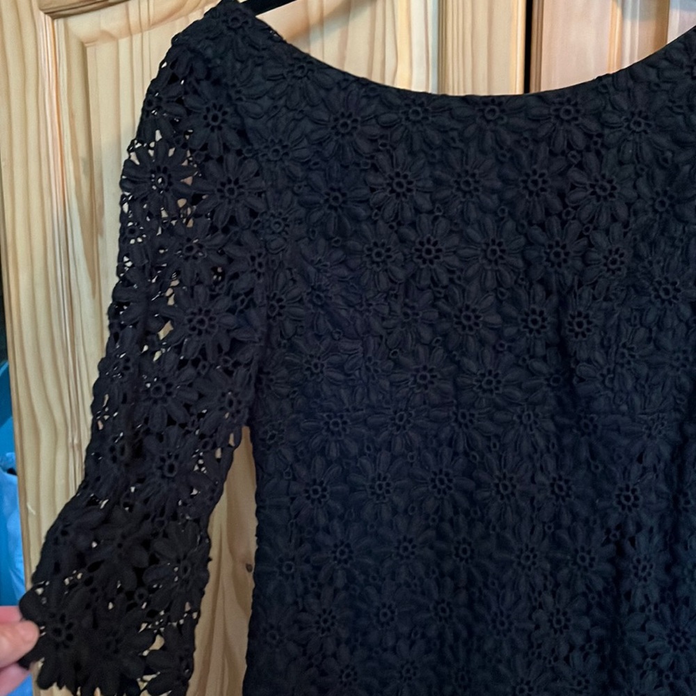 Lilly Pulitzer, black embroidered cocktail dress. Size 4.